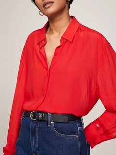 Luxusní Fluid Vis Crepe Regular košile, Červená barva, 34, 36, 38, 40