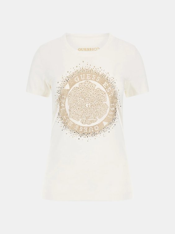 Luxusní Round Camelia triko, Bílá barva, XS, S, M, L, XL