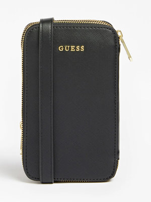 Guess – Saffiano pouzdro na mobil, Černá barva