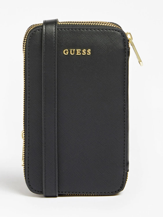 Guess – Saffiano pouzdro na mobil, Černá barva