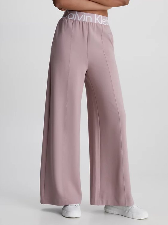 Calvin Klein Performance – Wide Leg tepláky, Růžová barva