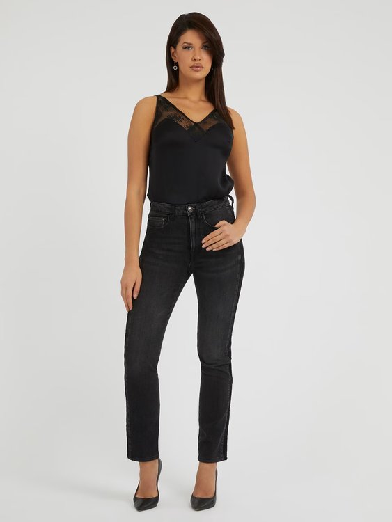 Módní Laura Lace top, Černá barva, 2023