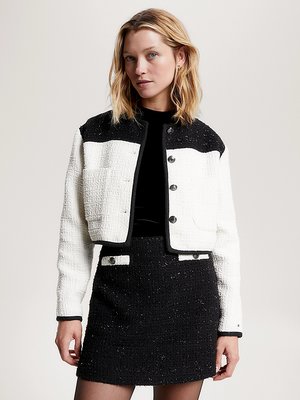 Tommy Hilfiger – Cropped Tweed sako, Bílá barva