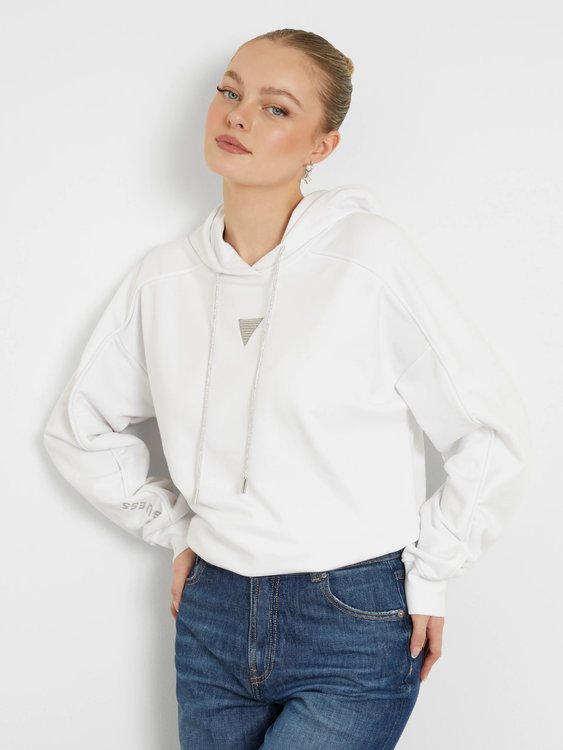 GUESS – Mini Triangle mikina, Bílá barva