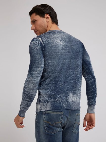 Mason printed svetr Modrá barva Muži