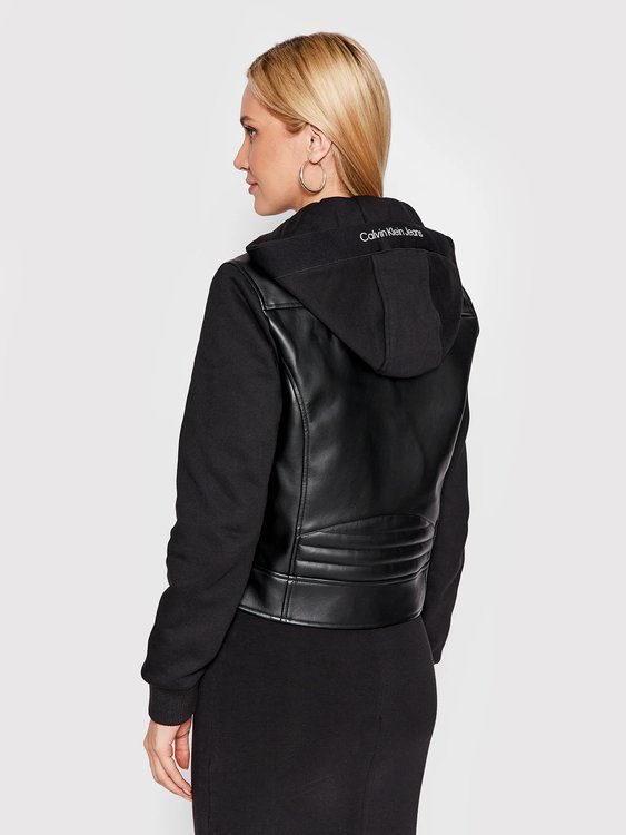 Faux Leather bunda – Calvin Klein Jeans, Černá barva Ženy