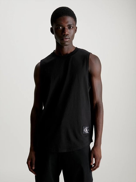 Calvin Klein Jeans – Monologo Badge top, Černá barva
