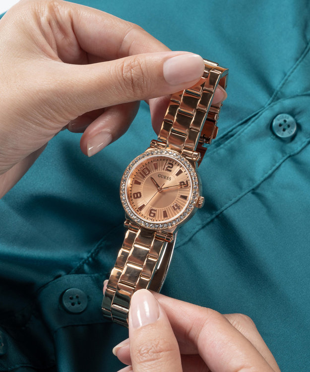 GUESS, Růžové zlato barva Fawn hodinky