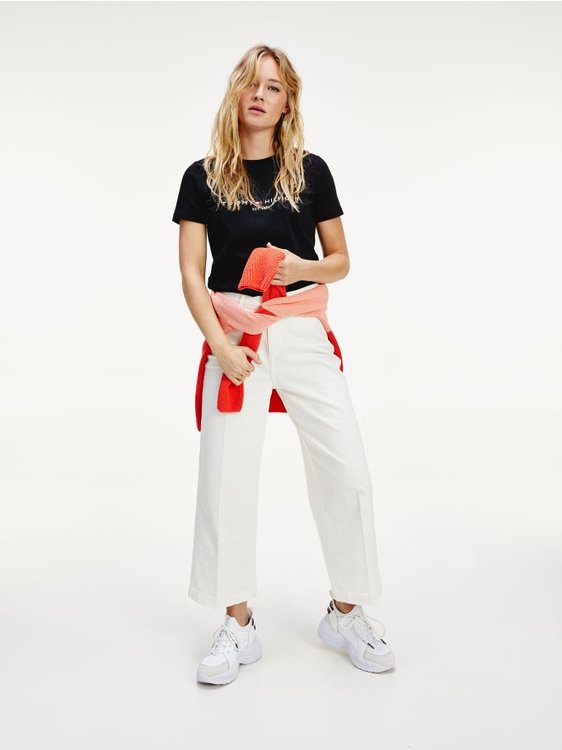 TH Logo Essential triko – Tommy Hilfiger, Černá barva Ženy