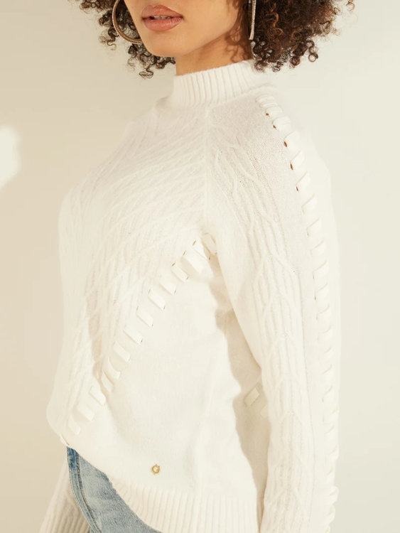 Luxusní Suede svetr, Krémová barva, XS, S, M, L