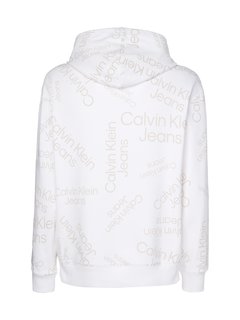 Calvin Klein Jeans – Logo Aop mikina, Bílá barva 1