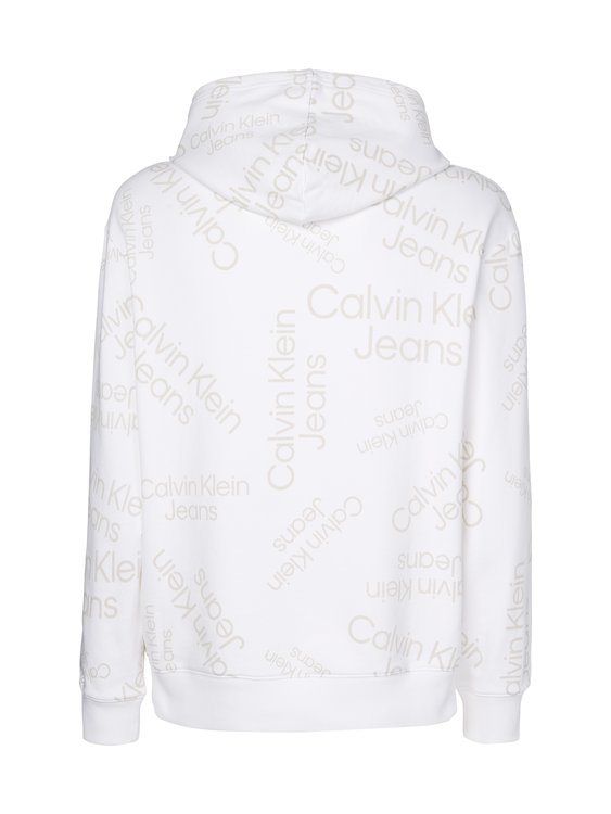 Calvin Klein Jeans – Logo Aop mikina, Bílá barva 1