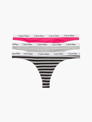 Calvin Klein Underwear – Carousel tanga 3ks, Růžová, Šedá barva