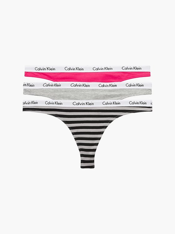 Calvin Klein Underwear – Carousel tanga 3ks, Růžová, Šedá barva