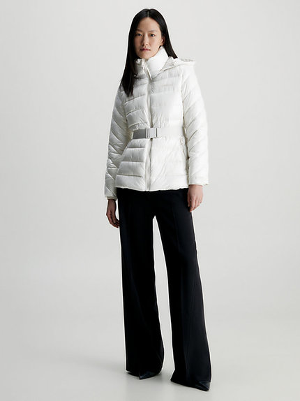 Módní Belted Padded bunda, Bílá barva, 2023