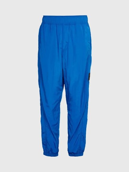 Módní Badge Crinkle Nylon kalhoty, Modrá barva, 2023