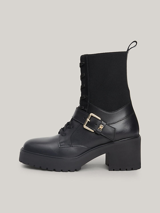 Tommy Hilfiger – Belt Leather kotníková obuv, Černá barva