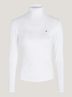 Slim Rib Roll svetr Bílá barva Ženy