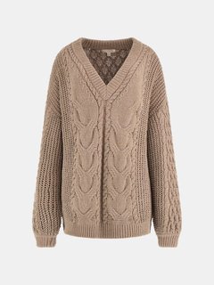 Luxusní Aki Chenille svetr, Hnědá barva, XS, S, M