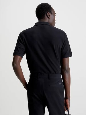 Stretch Pique Slim polo – Calvin Klein, Černá barva Muži