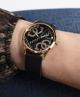 GUESS, Černá, Zlatá barva G Stitch hodinky