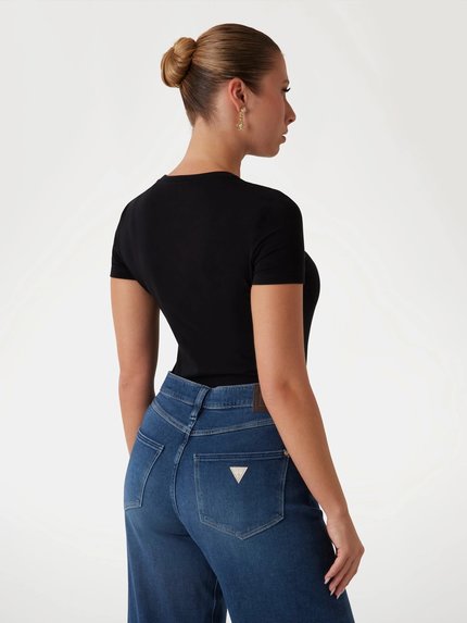 Módní Logo Lace triko, Černá barva, 2025