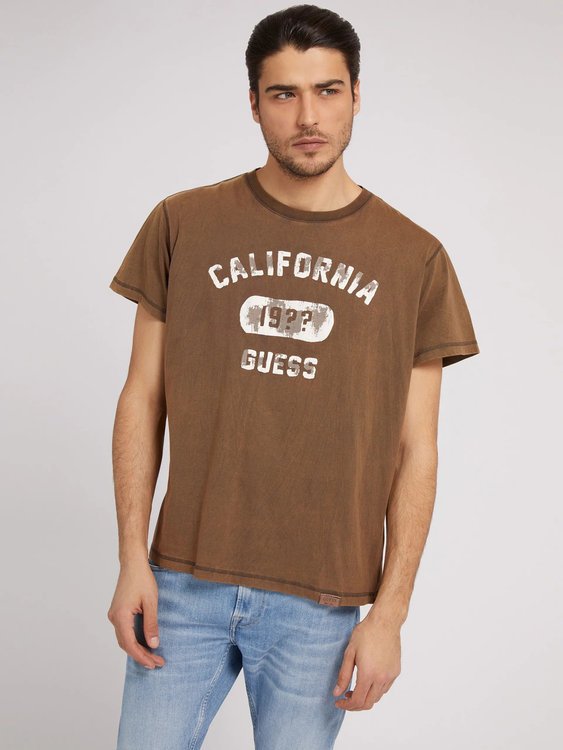 Legacy triko – Guess, Hnědá barva Muži