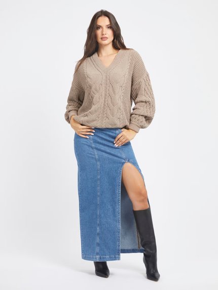 Módní Aki Chenille svetr, Hnědá barva, 2023