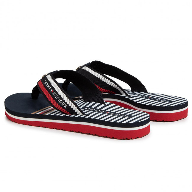 Tommy Hilfiger, Bílá, Červená, Modrá barva Stripy žabky