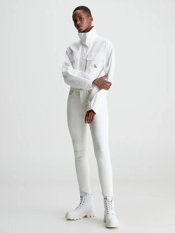 Módní Mid Rise Skinny jeany, Bílá barva, 2023