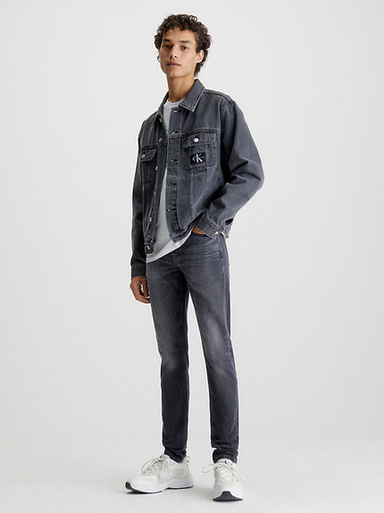 Módní Slim Taper jeany, Černá, Šedá barva, 2022