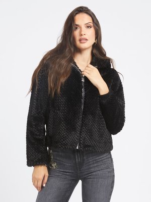 GUESS – New Theoline bunda, Černá barva