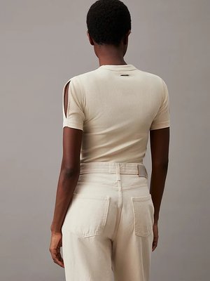Modal Rib Slit Detail triko – Calvin Klein, Béžová, Krémová barva Ženy