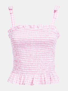 Luxusní Gingham top, Růžová barva, XS, S, M
