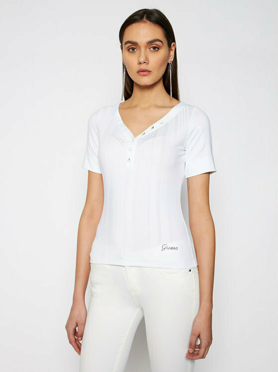 Rhinestone top – Guess, Bílá barva Ženy