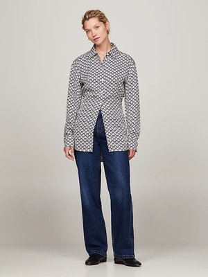 Modern Scallop Print košile – Tommy Hilfiger, Bílá, Modrá barva Ženy