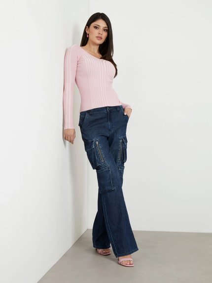 Módní Allie svetr, Růžová barva, 2024