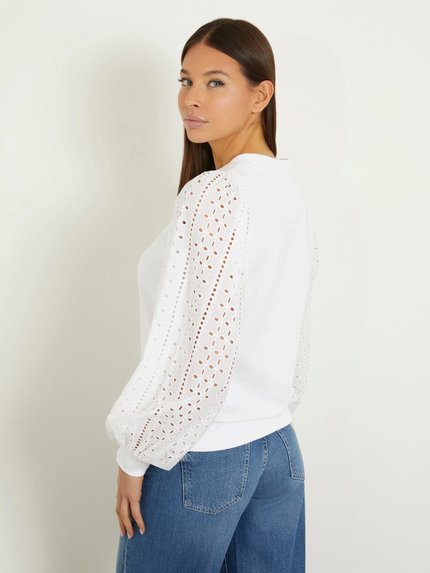 Módní Sangallo mikina, Bílá barva, 2024