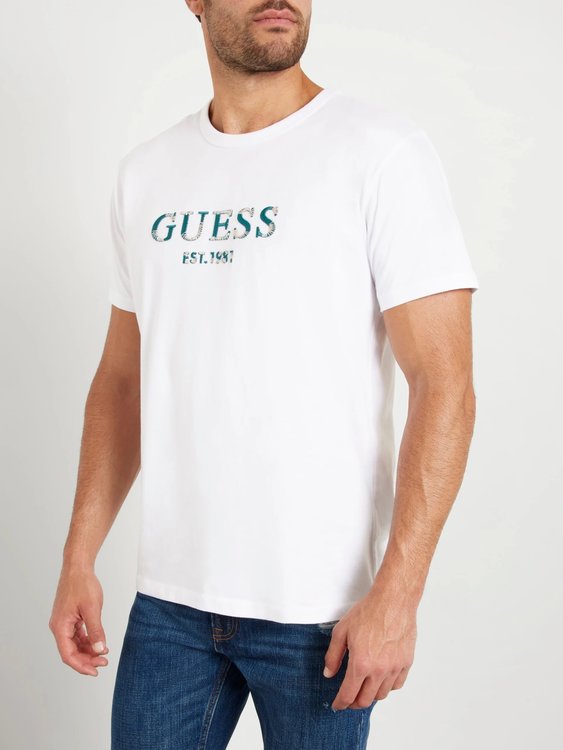 Luxusní Guess Multicolor triko, Bílá barva, S, M, L, XL