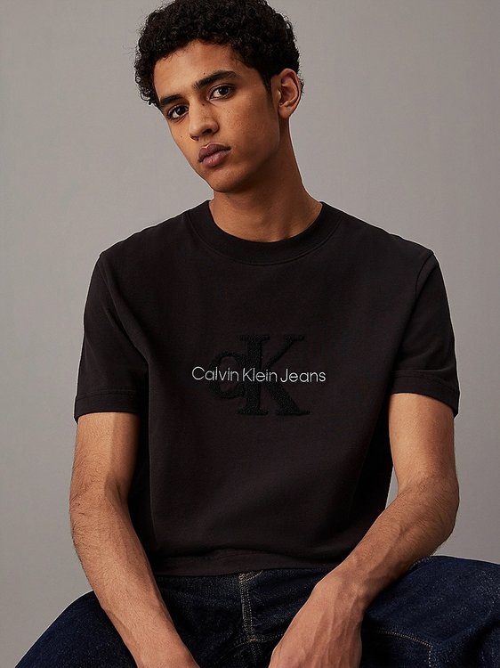 Calvin Klein Jeans – Chenille Monol triko, Černá barva