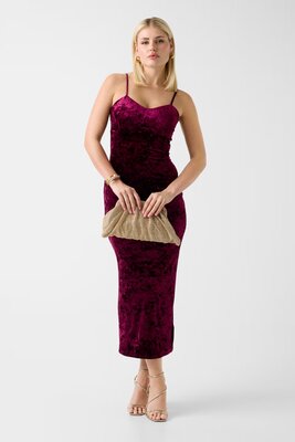 GUESS – Velvet slip dress, Červená barva