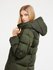 Luxusní Ines Long Down kabát, Khaki, Zelená barva, XS, S, M, L