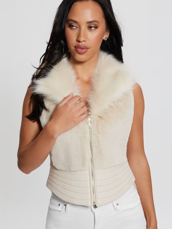 Béžová, Krémová barva, Jodie Faux vesta