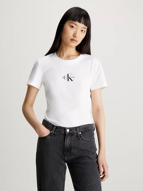 Calvin Klein Jeans – Monologo Slim triko, Bílá barva