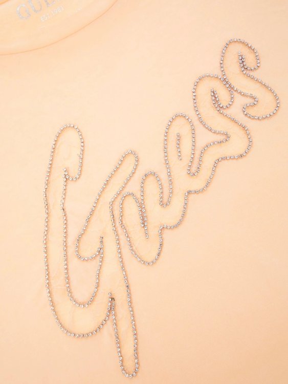 Guess Lace Logo triko Růžová barva Ženy