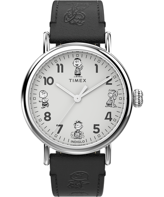 TIMEX – Peanuts hodinky, Černá, Stříbrná barva