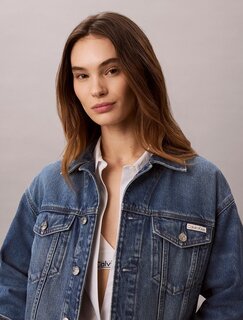 90s denim bunda Modrá barva Ženy
