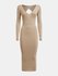Módní Midi šaty, Béžová barva, 2022