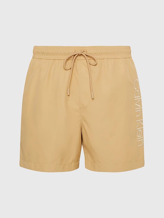 Calvin Klein Swimwear – Core Logo plavky, Béžová barva