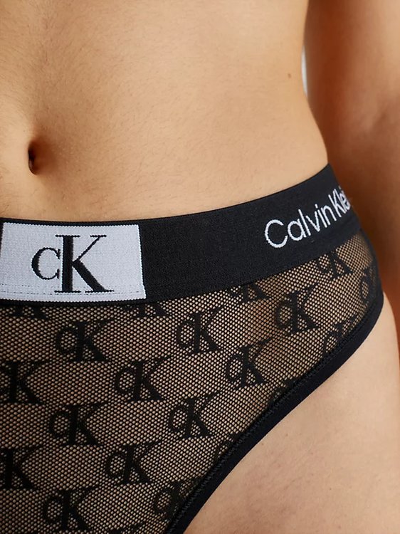 Luxusní 1996 Logo Lace tanga, Černá barva, XS, S, M